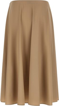 Moschino Virgin Wool A-Flared Skirt - Beige