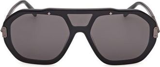 MCM Geometric Sunglasses in Shiny Black /Nickel /Smoke at Nordstrom