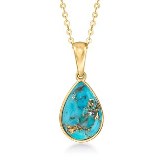 Canaria Canaria Turquoise Pendant Necklace in 10kt Yellow Gold