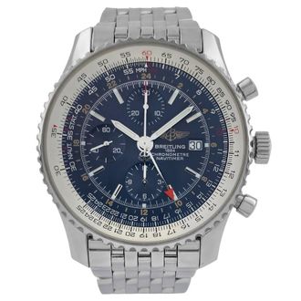 Breitling Pre-owned Breitling Navitimer World Chronograph GMT Automatic Chronometer Blue Dial Mens Watch A24322