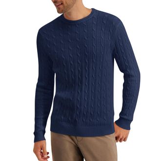 Club Room Sweater Mens Blue Cotton Crew Neck Long Sleeve Pullover UPS924