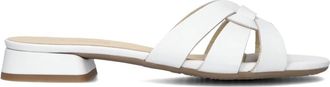Lina Locchi Witte Leren Knoop Slippers - Dames - Slip ons - Wit - 41 EU - Leer - Schoenen