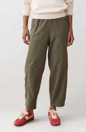 Marine Layer Jessie Barrel Leg Twill Pants in Dusty Olive at Nordstrom, Size X-Small