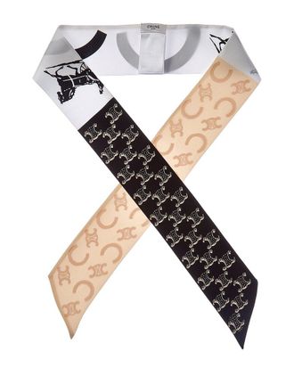 Celine Celine Logo Silk Ribbon Scarf