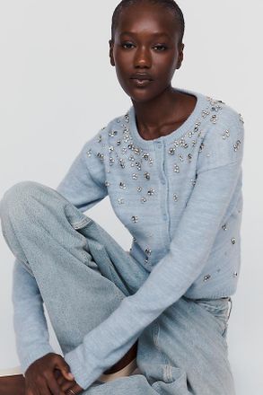 Maeve Wool Blend Beaded Cardigan