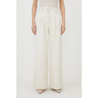 Karen Millen High Waisted Denim Wide Leg Jeans in Cream at Nordstrom, Size 12