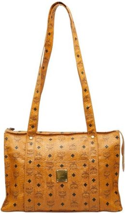 MCM Mcm Visetos Brown Leather Handbag Tote Bag (Pre-Owned)
