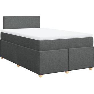 vidaXL Cama Box Spring Con Colch&oacute;n Tela Gris Oscuro 120x200 Cm Vidaxl