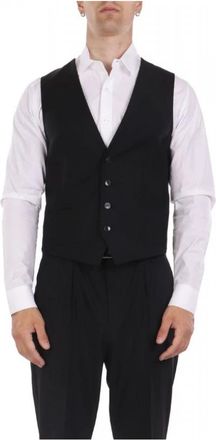 HUGO BOSS Gilet - Heren - Gillet - Zwart - 3XL - Leer - Kostuums