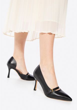 Wittchen Dames Leren Pumps met Bandje Zwart Natuurlijk Leer