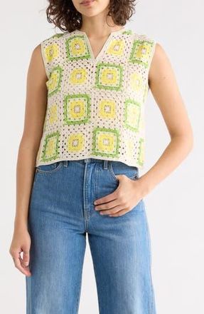 Forgotten Grace Granny Square Crochet Tank in Lime/Green at Nordstrom Rack, Size X-Large