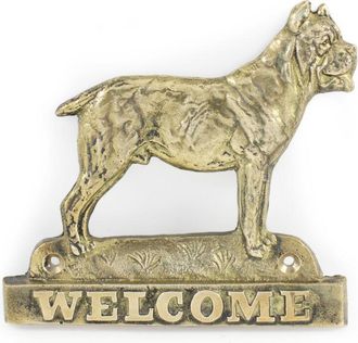 OEM Cane Corso Italiano - Un Cartel Para Puerta Con Un Perro, Una Placa De Bienvenida De Lat&oacute;n, Un Cartel &Uacute;nico Con La Inscripci&oacute;n Welcome De Art-dog