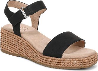 Naturalizer Goldie Wedge Sandal in Black Faux Leather at Nordstrom Rack, Size 5