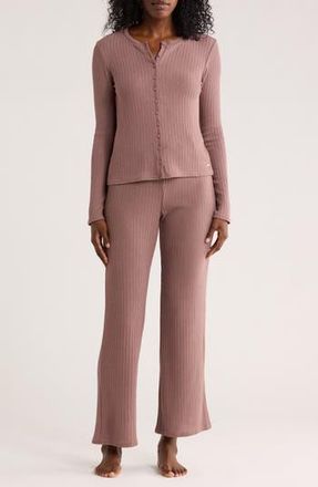 Danskin Cardigan Knit Pajamas in Mocha Salt at Nordstrom Rack, Size X-Large