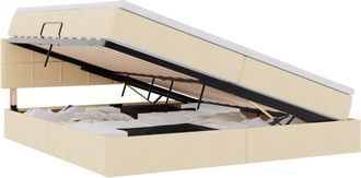 vidaXL Cama Con Almacenamiento Y Colch&oacute;n Crema 200 X 200 Cm Terciopelo Vidaxl