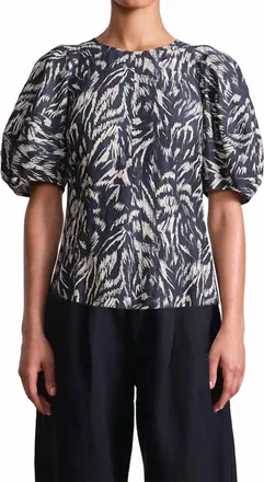 Apiece Apart Lino High Neck Top In Abstract Animal Midnight