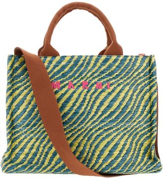 Marni Small Tote Bag With Vibrant Wavy Pattern And Versatile Handles