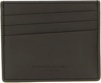 Brunello Cucinelli Embossed Logo Leather Card Case - Black