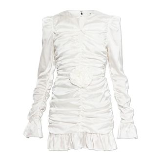 Rotate ROTATE Birger Christensen, Party Dresses, female, White, Size: M Dress with Decorative Draping