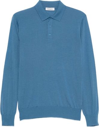 KANGRA fine-knit polo shirt - Blue