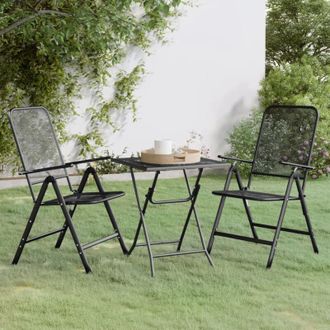 vidaXL 3 Piece Garden Dining Set Expanded Metal Mesh Anthracite vidaXL