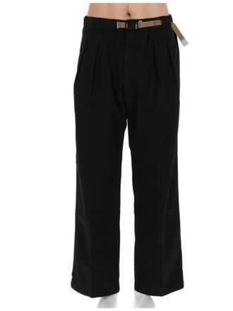 White Sand Relaxed Wide-Leg Slim Belt Pants