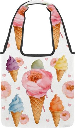 Generic Minimalist Scoops Reversible Canvas Shoulder Tote - Double-Sided Print, 12oz Cotton, 27cm Drop, Fold-Flat Bag for Travel, Shopping, Street Outings