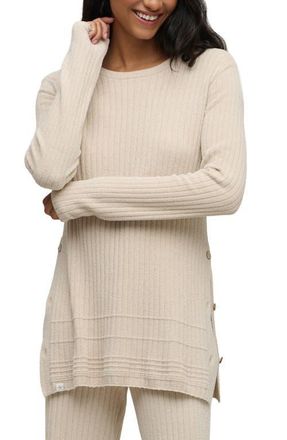 Barefoot Dreams CozyChic Ultra Lite Textured Ribbed Button Sweater in Stone at Nordstrom, Size X-Large