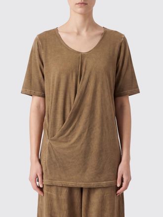 Uma Wang Top drappeggiato a maniche corte in modal con scollo a girocollo