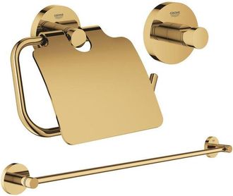GROHE Essentials accessoireset 3-delig met handdoekhouder, handdoekhaak en toiletrolhouder met klep Cool sunrise