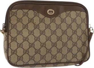 Gucci Pre-owned Vintage GG Canvas Shoulder Bag - Dames - Vintage Schoudertas - Beige - ONE Size - Leer - Vintage
