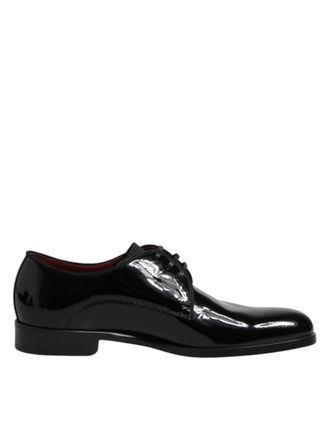 Dolce & Gabbana Black Leather Lace Up Men Derby Formal Mens Shoes