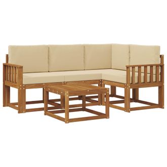 vidaXL Conjunto De Sof&aacute;s De Exterior Con Coj&iacute;n 5 Pcs Natural Y Beige Vidaxl