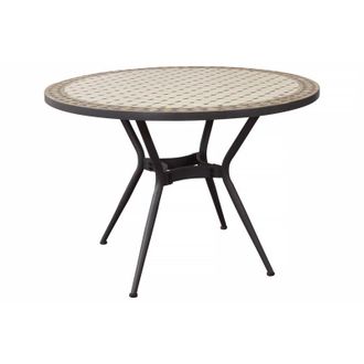 Milani Home Milani Home - anxo - tavolo con piano rotondo e mosaico beige e antracite