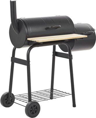 Beliani Beliani - Barbacoa De Carb&oacute;n De Metal Negro Tapa Rejilla De Cocci&oacute;n Ruedas Moderno Jard&iacute;n Satah