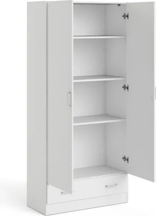 Dmora Guardaroba 2 Ante Amylya, Mobile Camera Da Letto, Cabina Armadio Portabiti, Armadio Appendiabiti, 79x36 H170 Cm, Bianco - Dmora