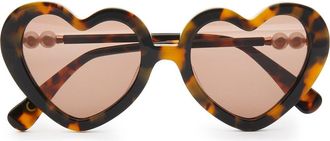 Lele Sadoughi Pearl Sweetheart Sunglasses in Tortoise 200 at Nordstrom