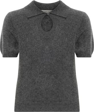 By Malene Birger Cashmere Top Talallia - Dames - Cashmere truien - Grijs - S - Leer - Truien & Vesten