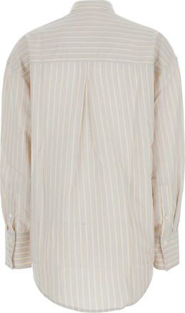 Toteme Womens Striped Shirt Beige Viscose Blouses