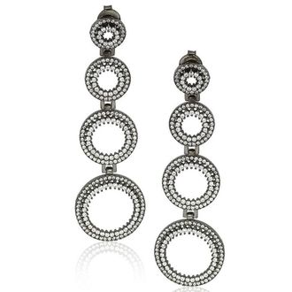 Suzy Levian Sterling Silver Cubic Zirconia Graduating Circle Earrings