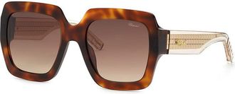 Chopard SCH363M Havana Square Frame Sunglasses - Brown
