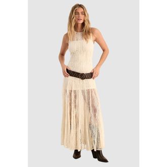NASTY GAL Vintage Lace Godet Hem Maxi Dress in Cream at Nordstrom, Size Small