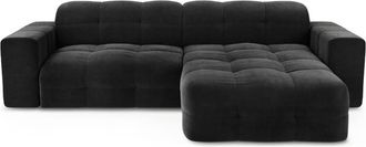 Sia Home Sof&aacute; esquinero derecho 5 plazas terciopelo antracita oscuro 230 cm