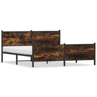 Berkfield Home Metal Bed Frame without Mattress Smoked Oak 200x200 cm in Brown