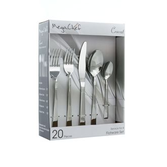 MegaChef Cravat 20 Piece Flatware Utensil Set, Stainless Steel Silverware Metal Service for 4