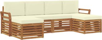 vidaXL Conjunto De Sof&aacute;s De Exterior 6 Uds. Natural Y Crema Vidaxl