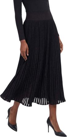 Alaia Black Pleated Midi Skirt
