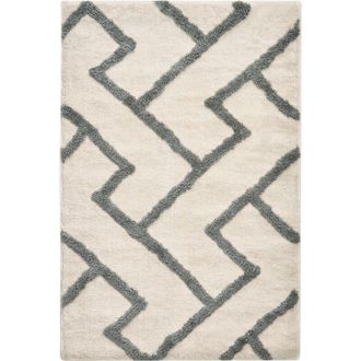 Beliani Alfombrilla De Ba&ntilde;o Moderna De Tela Rectangular 60 X 90 Cm Patr&oacute;n Geom&eacute;trico Accesorios De Ba&ntilde;o Beige Y Gris Garhi