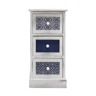 Mobili Rebecca Mobili Rebecca - Rebecca Mobili Mesita De Noche Cajonera 3 Cajones Blanco Madera Retro 59,5x30x25