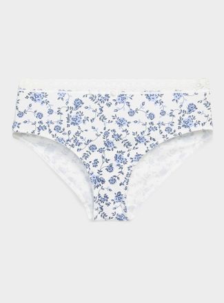 Miiyu Womens Satiny detail lace waistband Hipster Panties Organic cotton